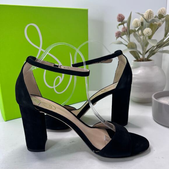Sam Edelman Robyn Leather Ankle Strap Heel Black I3433L3002 Women 10M Tried On - Picture 5 of 11